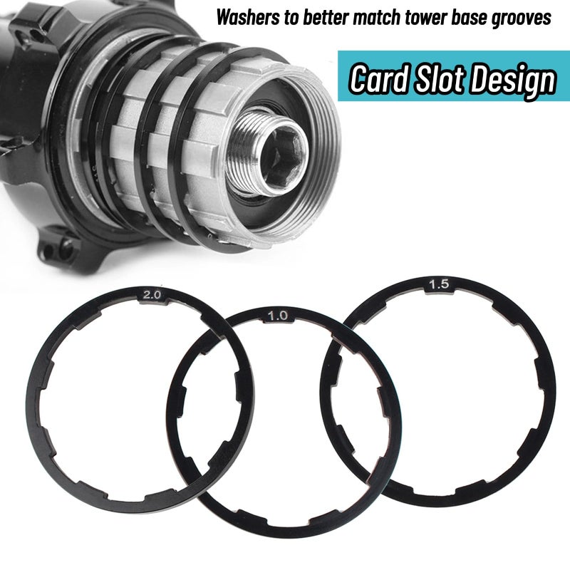 VGEBY Cassette Spacer 3 Pcs/Set, 3 Sizes Headset Spacer with Flywheel Hub Spacer (1mm+1.5mm+2mm) â€“ Cycling Bottom Bracket Axle Washer Gasket for Bicycle Freehub & Bottom Bracket - Image 4